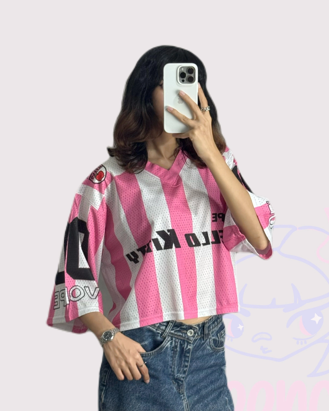 تیشرت کراپ جرسی سوزنی ۸